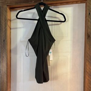 Nine Britton Dark Green Halter Top